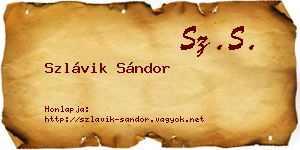 Szlávik Sándor névjegykártya